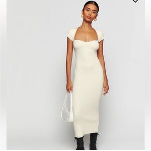 Reformation Cream Knit Midi Dress